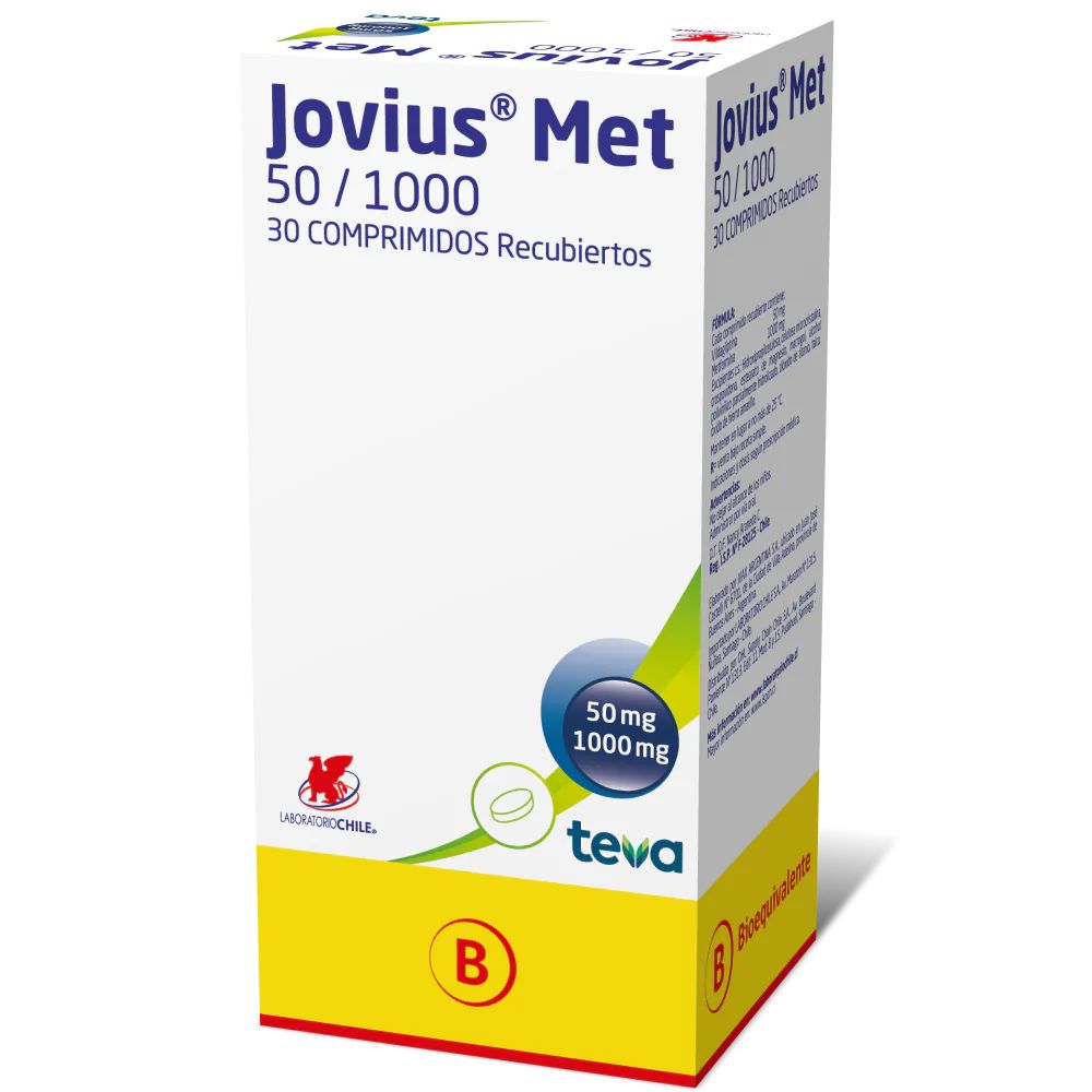 Jovius MET 50/1000 mg x 30 Comprimidos Recubiertos Farmex-Chile Salud-Persistente